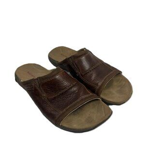 Merrell Men's Size 9 Saginaw Slide Leather Sandal Chili J45219